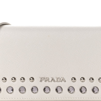 Prada Saffiano Crystal Studded Wallet On Strap Talco 9 of 12