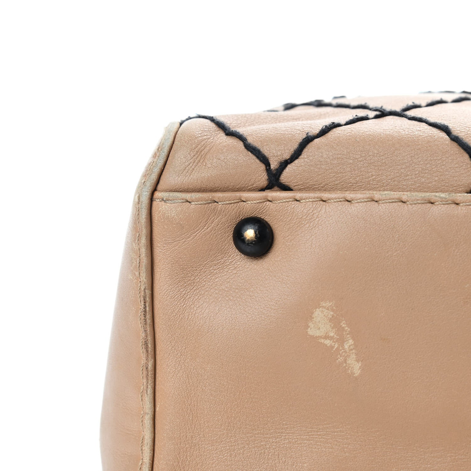 Chanel Calfskin Contrast Stitch Surpique Bowler Beige 17 of 19
