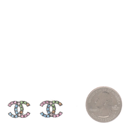 Chanel Ruthenium Crystal CC Earrings Multicolor 2 of 5