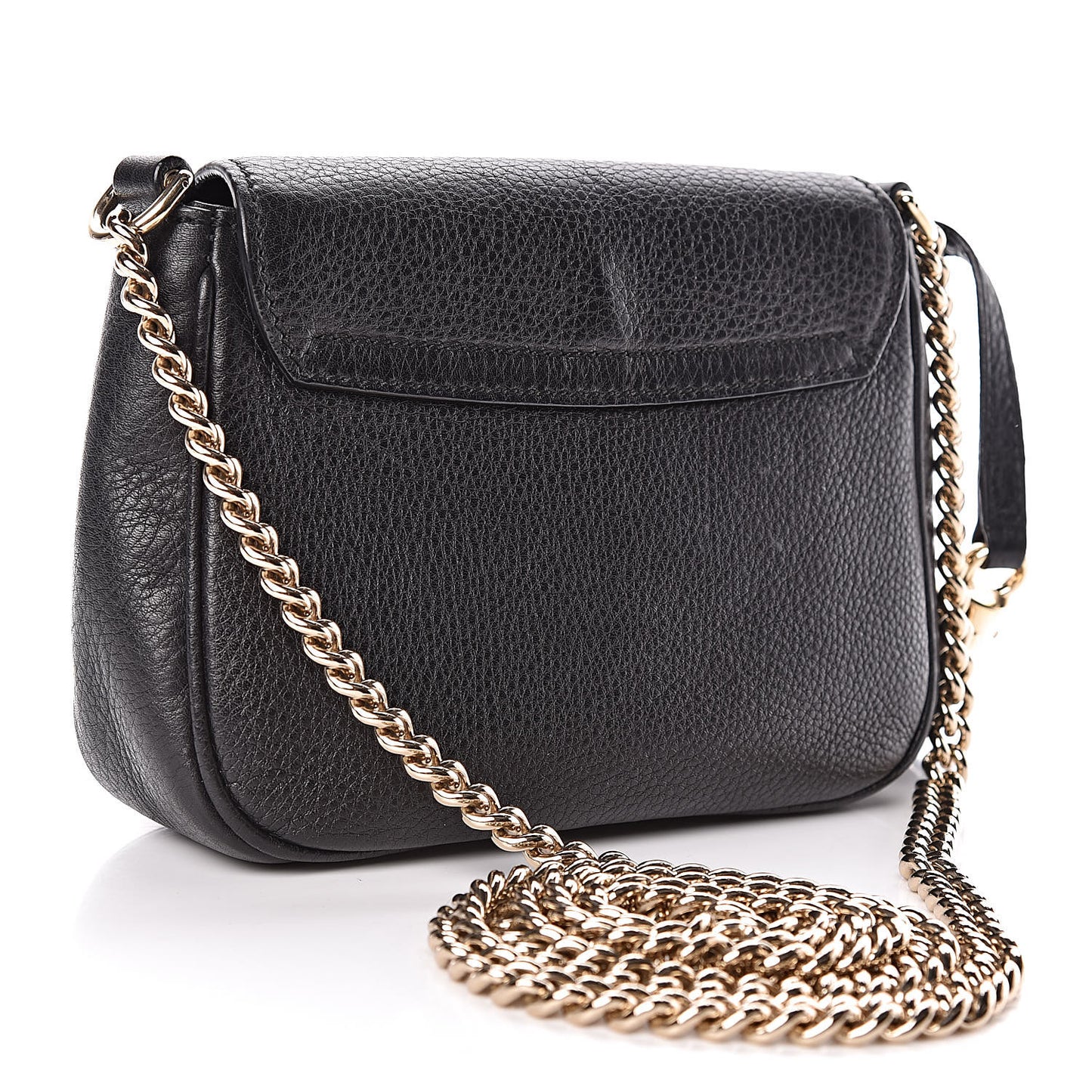 Pebbled Calfskin Small Soho Flap Crossbody Black