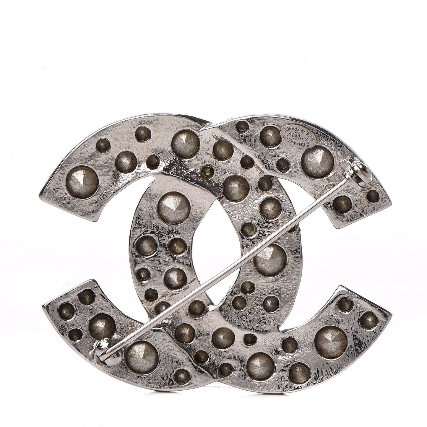 Crystal Large CC Brooch Silver