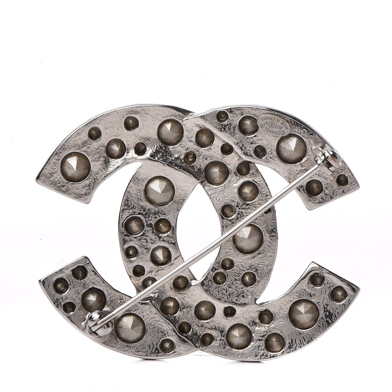 Chanel Crystal Large CC Brooch Silver 3 of 4