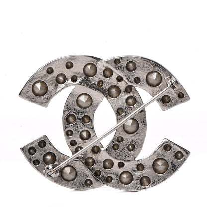Chanel Crystal Large CC Brooch Silver 3 of 4