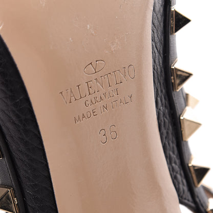 Valentino Garavani Pebbled Calfskin Rockstud Ankle Strap Pumps 36 Black 5 of 10