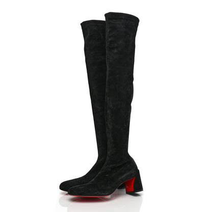 Christian Louboutin Veau Velours Stretch Turelaboot Alta 55 Over The Knee Boots 38.5 Black 3 of 6