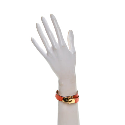 Hermes Epsom Kelly Double Tour Bracelet S Orange Poppy 2 of 7
