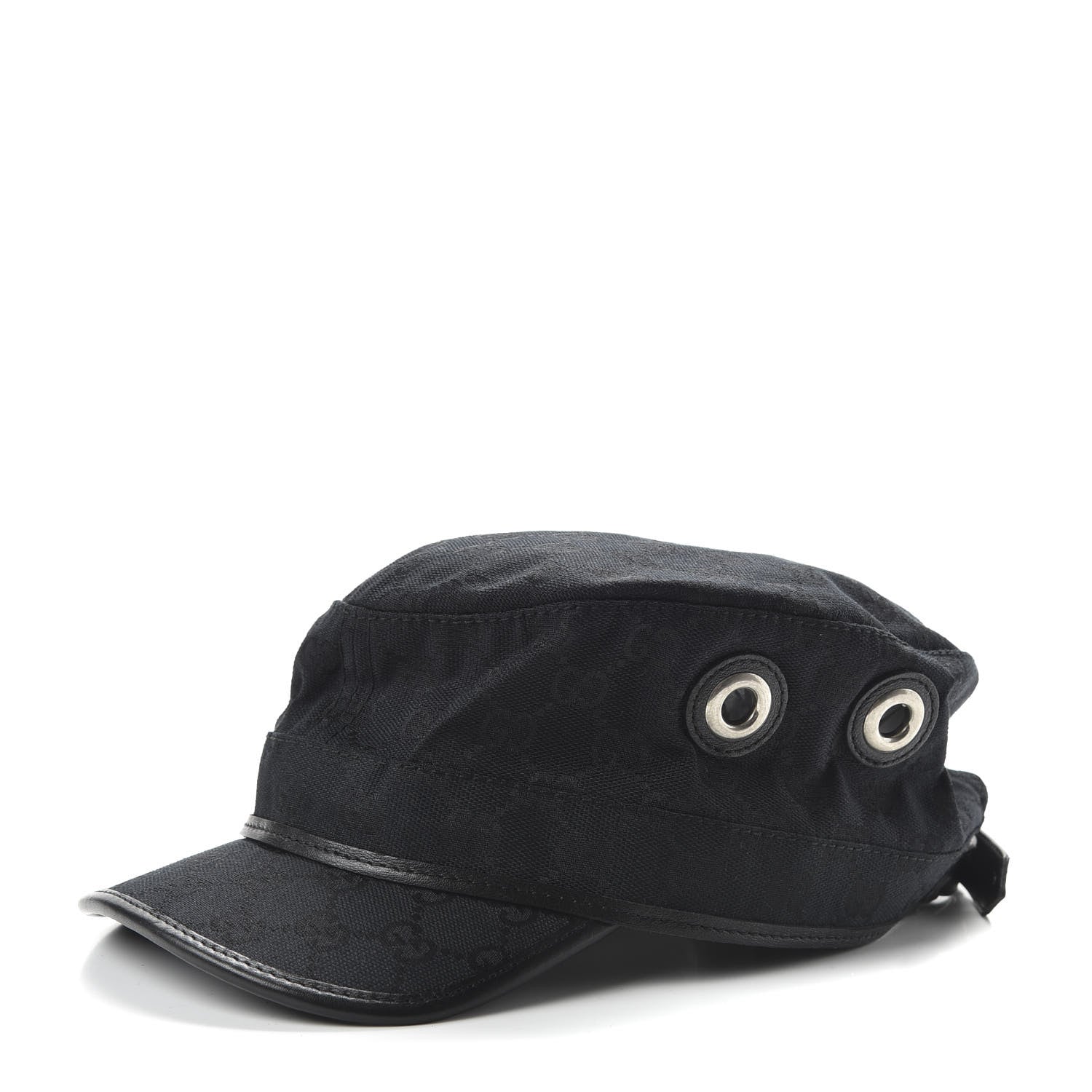 Gucci Monogram Canvas Military Hat XXL Black 1 of 7
