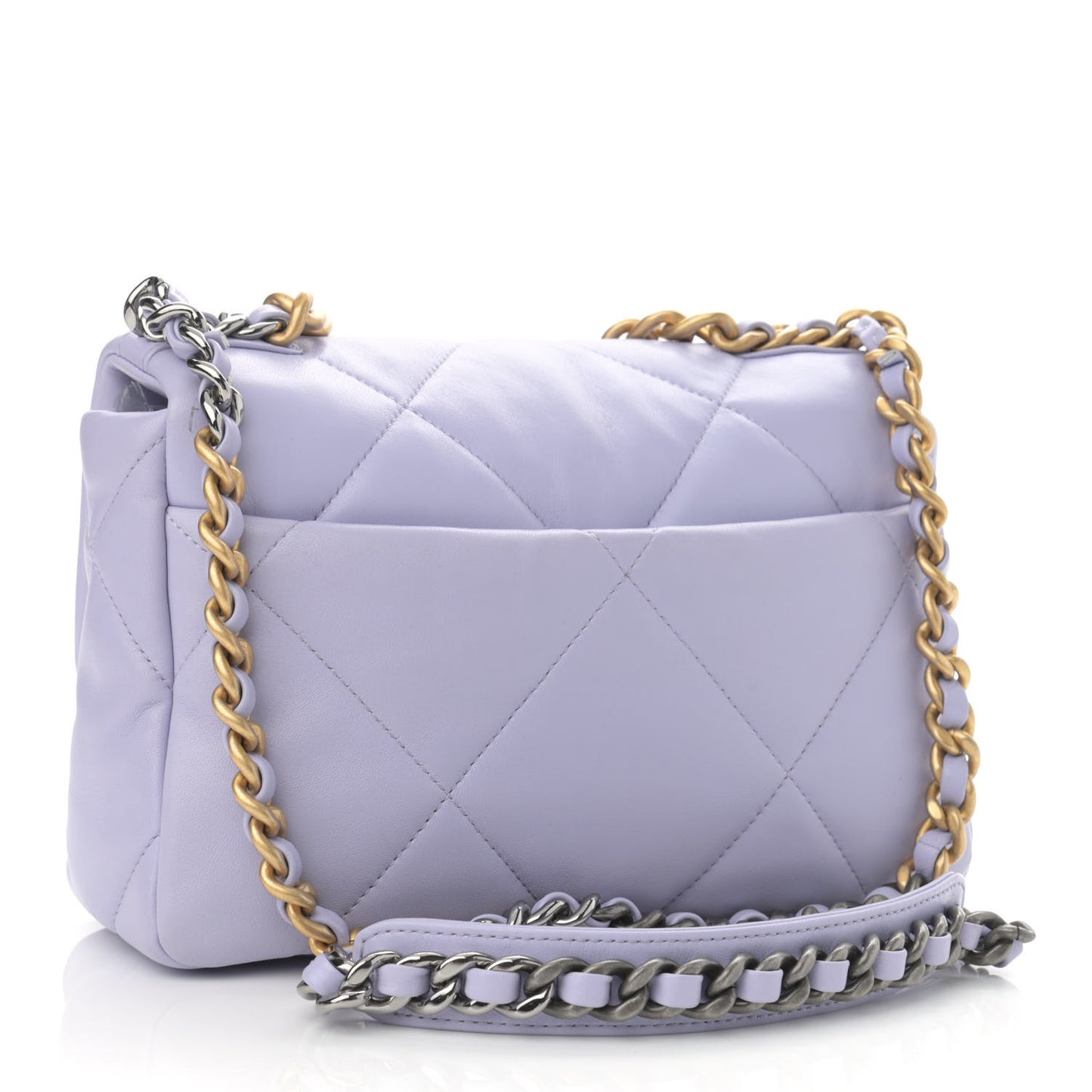 Lambskin Quilted Medium Chanel 19 Flap Light Purple