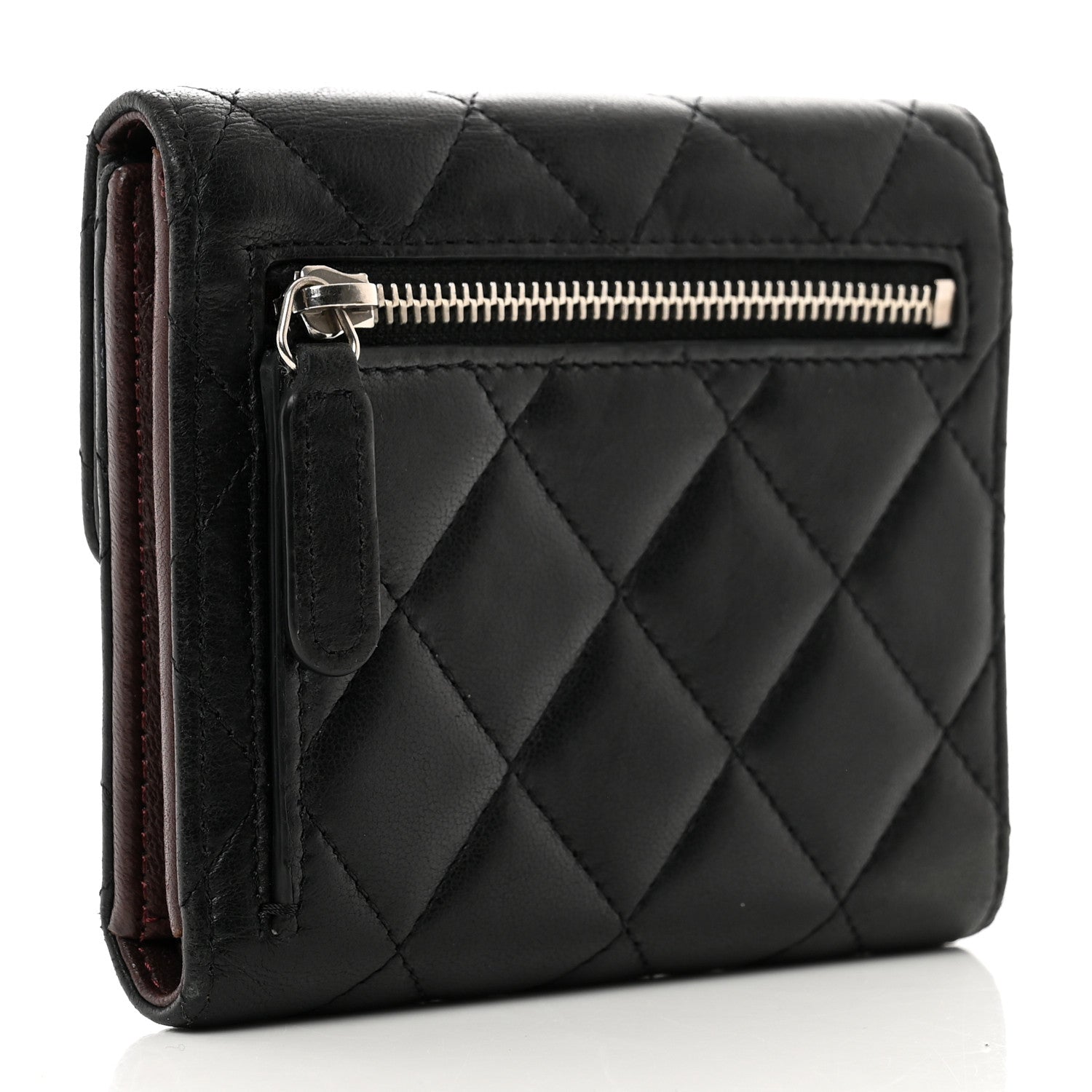 Chanel Lambskin Quilted Small Compact Wallet Black 3 of 9