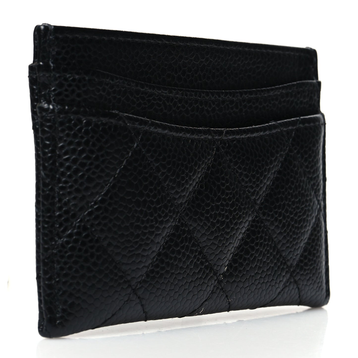 Caviar Quilted Card Holder Black