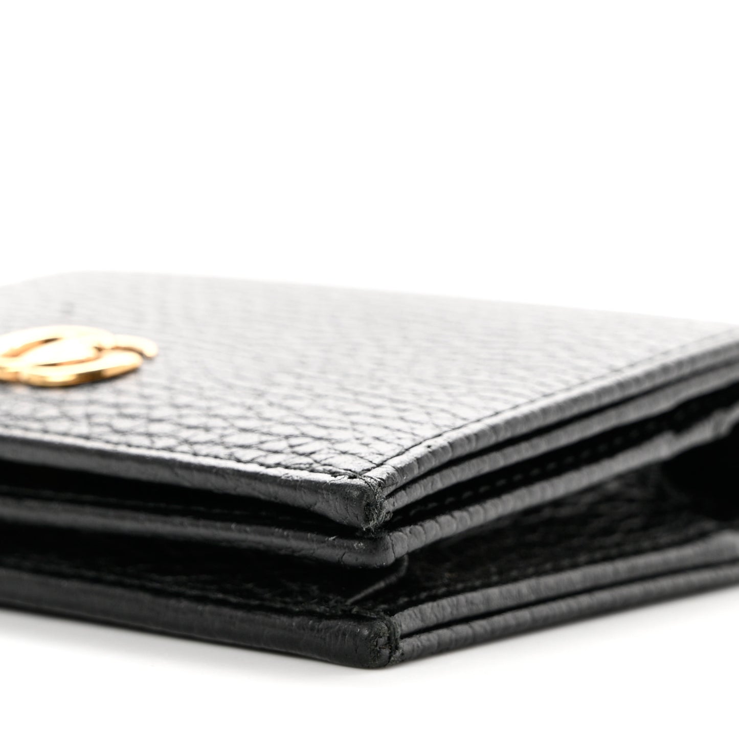 Pebbled Calfskin GG Marmont Card Case Black