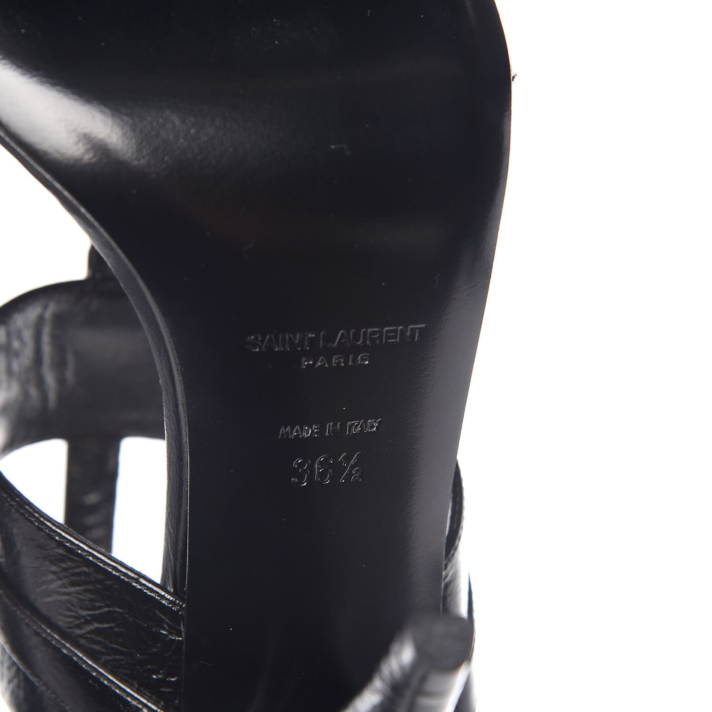 Shiny Calfskin Multi-Studded Strap Fetish Ankle Sandals 36.5 Black