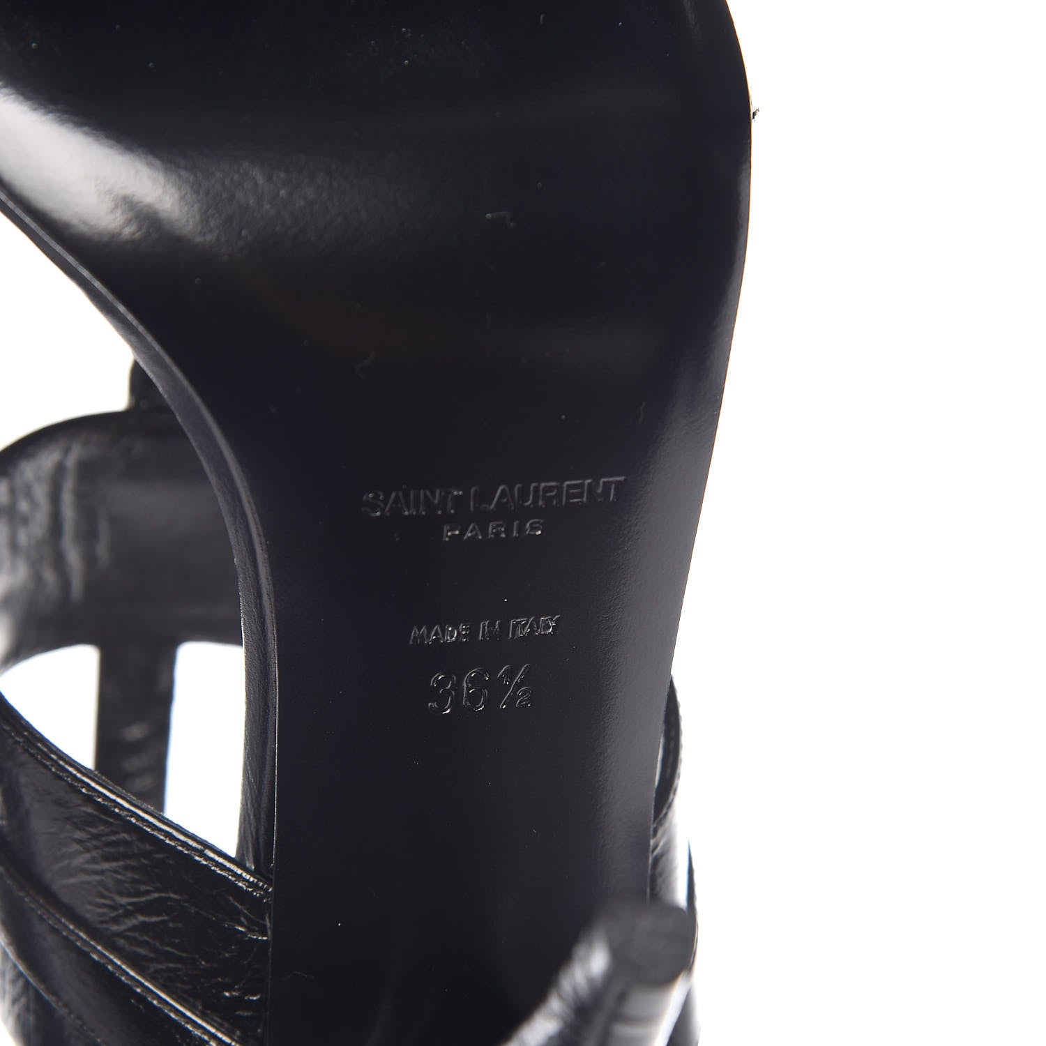Saint Laurent Shiny Calfskin Multi-Studded Strap Fetish Ankle Sandals 36.5 Black 6 of 9
