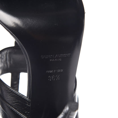 Saint Laurent Shiny Calfskin Multi-Studded Strap Fetish Ankle Sandals 36.5 Black 6 of 9