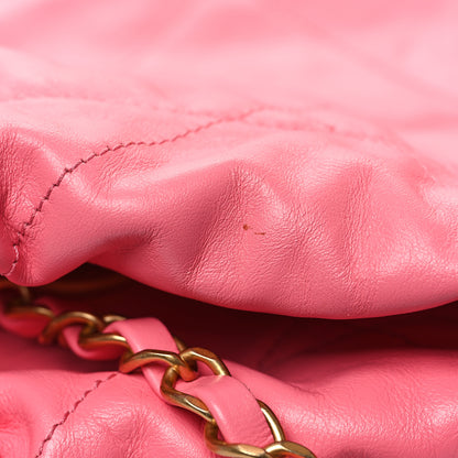 Chanel Shiny Calfskin Quilted Large Chanel 22 Coral Pink 13 of 13
