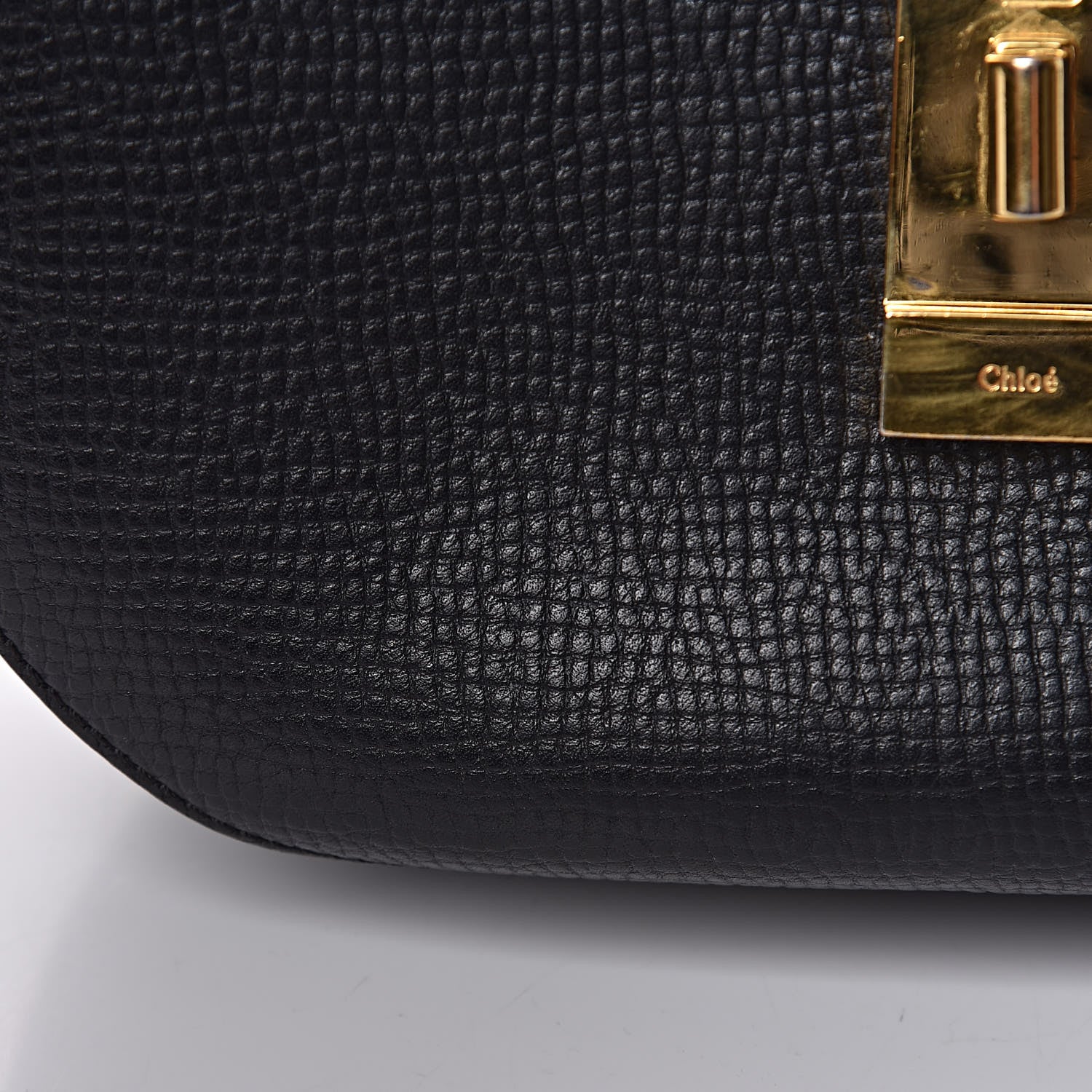 Chloe Grained Calfskin Lambskin Bi-Color Drew Shoulder Bag Black Powder Beige 18 of 18