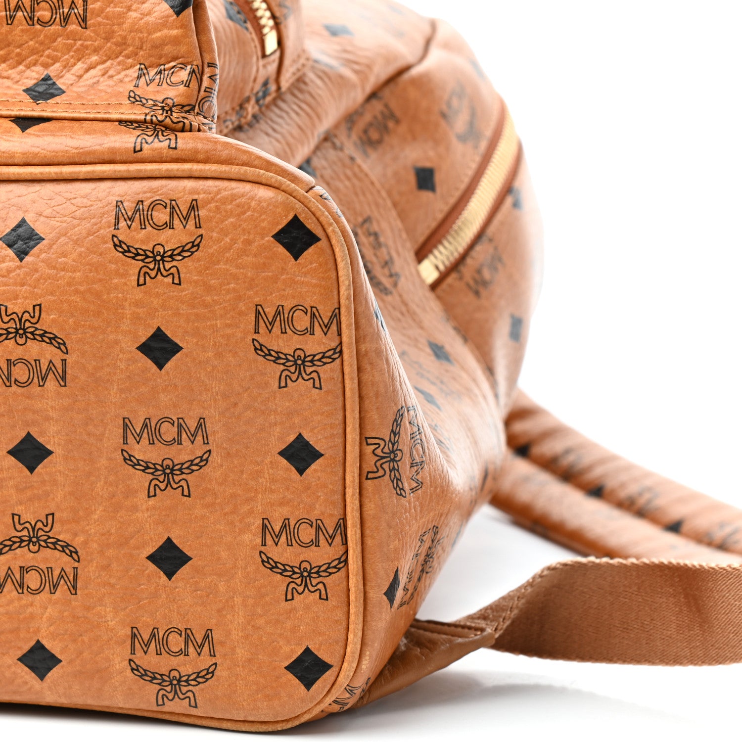 MCM Visetos Medium Sprinkle Stud Stark Backpack Cognac 8 of 9