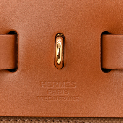 Hermes Military Toile Vache Hunter Herbag Zip Retourne 31 PM Chai Fauve 7 of 12