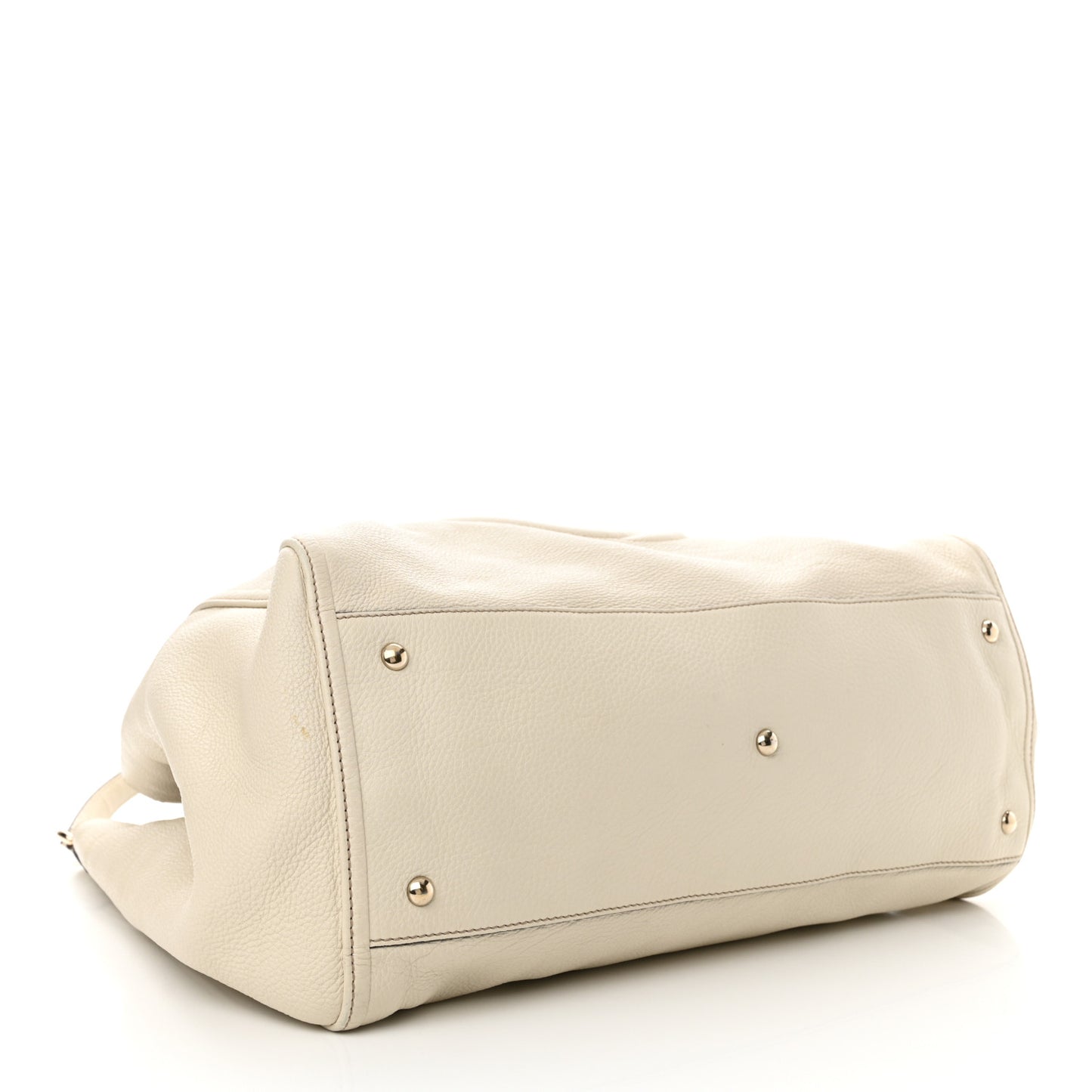 Pebbled Calfskin Large Soho Shoulder Bag Off White