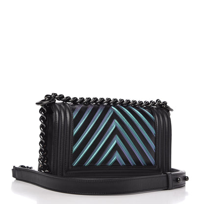Chanel Calfskin Painted Chevron Embossed Small Boy Flap Black 3 of 10