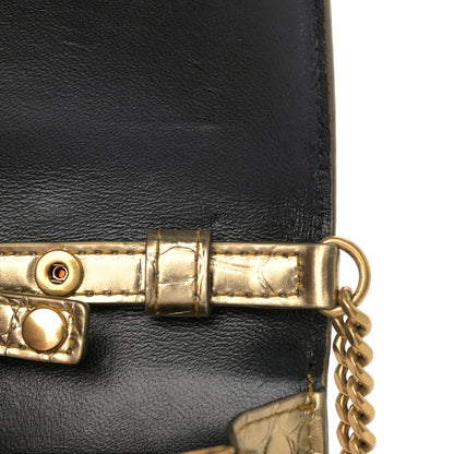 Balenciaga Metallic Calfskin Crocodile Embossed Hourglass Chain Bag Gold 23 of 25