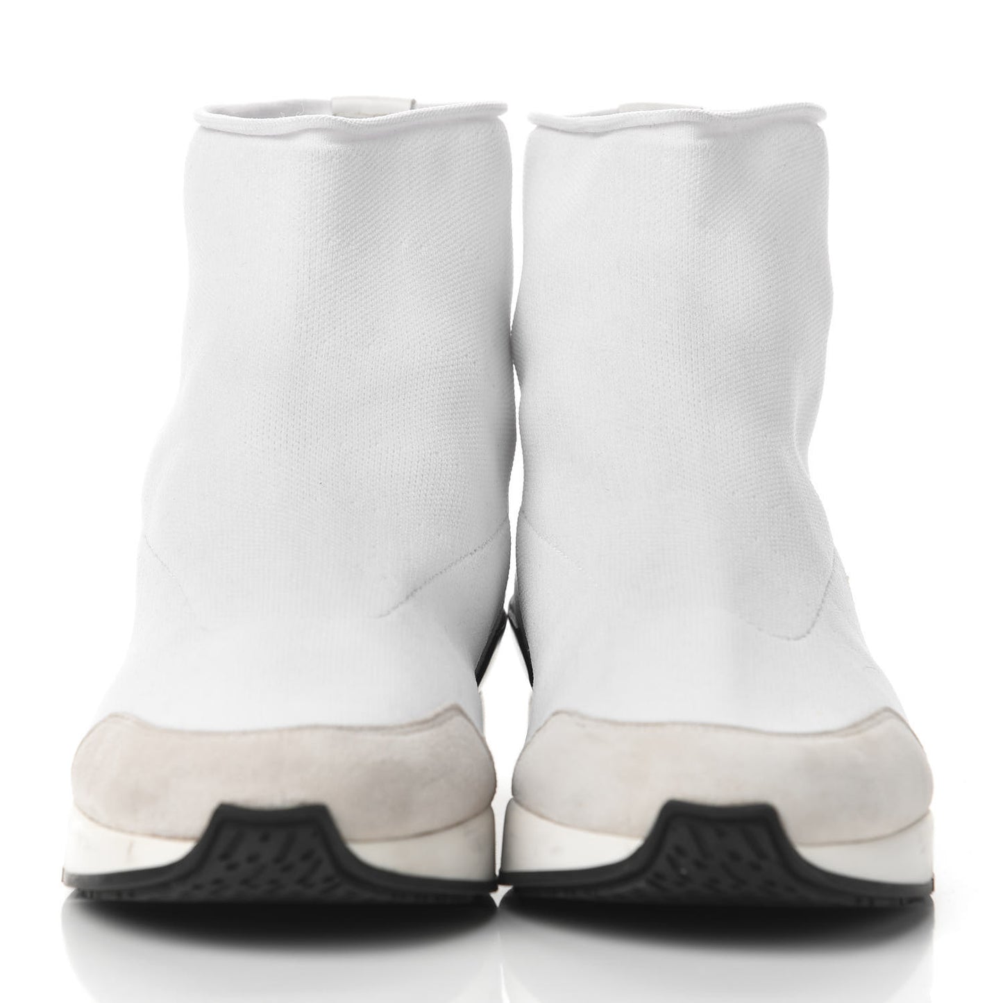 Mesh Calfskin Suede Soft Sneakers 37 White