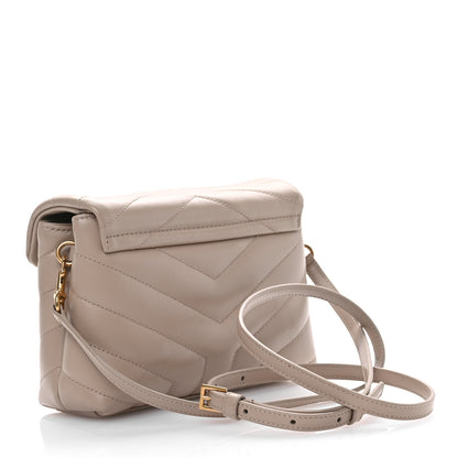 Saint Laurent Calfskin Y Quilted Monogram Toy Loulou Crossbody Bag Dark Beige 3 of 10