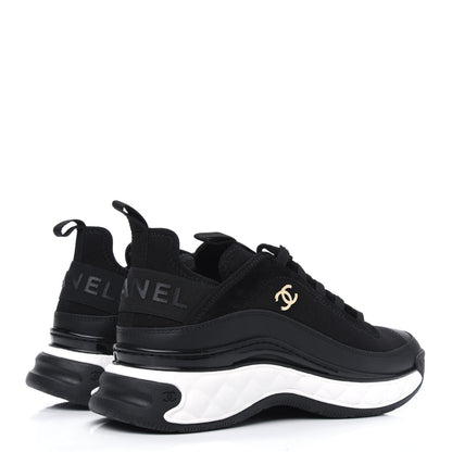 Chanel Velvet Calfskin Mixed Fibers CC Sneakers 37.5 Black 4 of 9