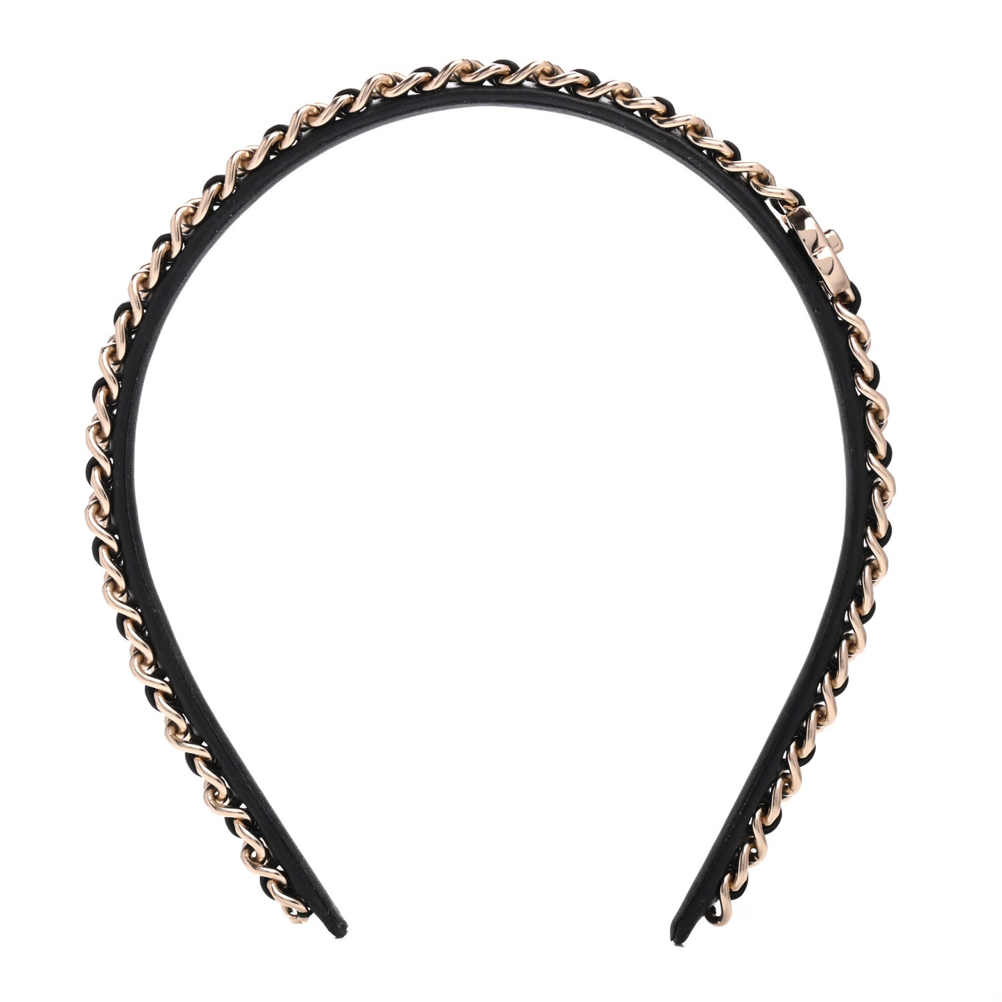 Metal Lambskin Chain CC Headband Black Gold