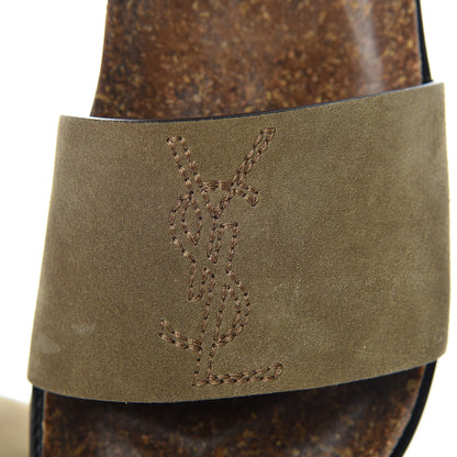 Saint Laurent Suede Joan Slide Sandals 37 Brown 8 of 10