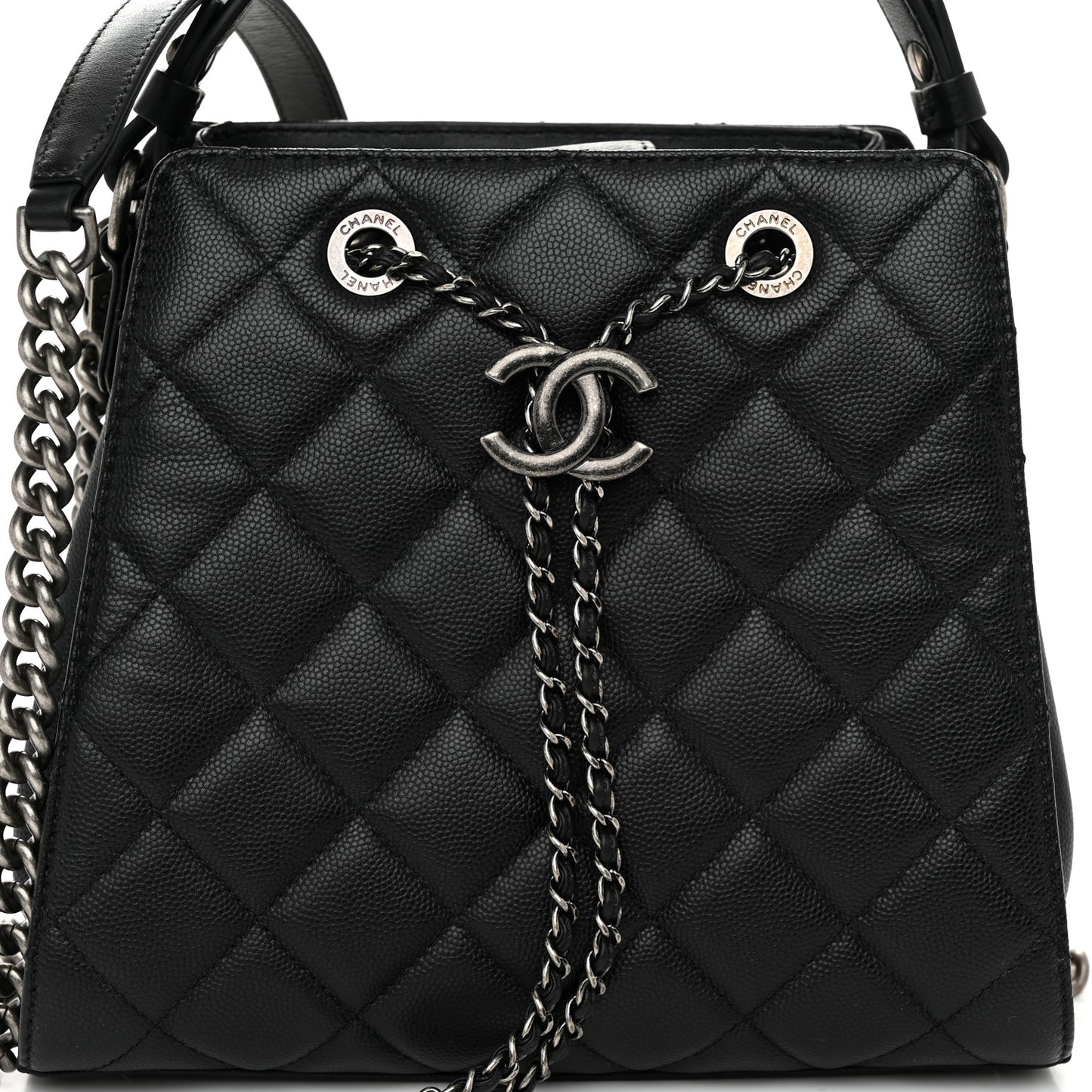 Caviar Quilted Small CC Bucket Bag Black