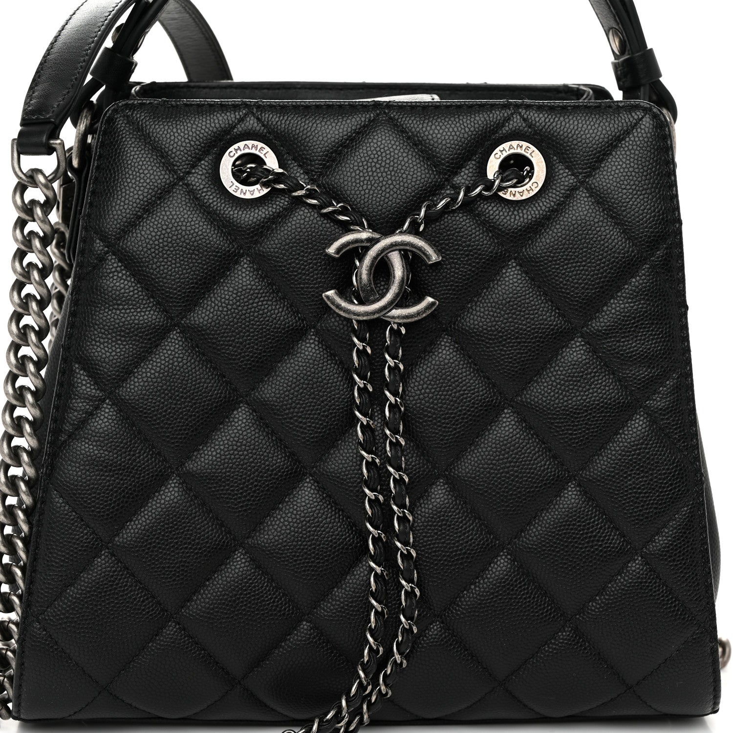 Chanel Caviar Quilted Small CC Bucket Bag Black 8 of 11