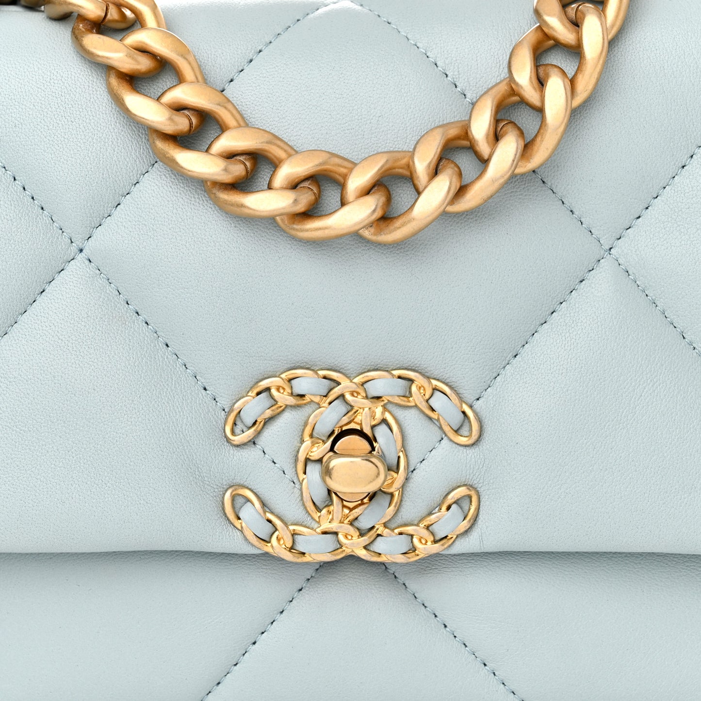 Lambskin Quilted Medium Chanel 19 Flap Light Blue