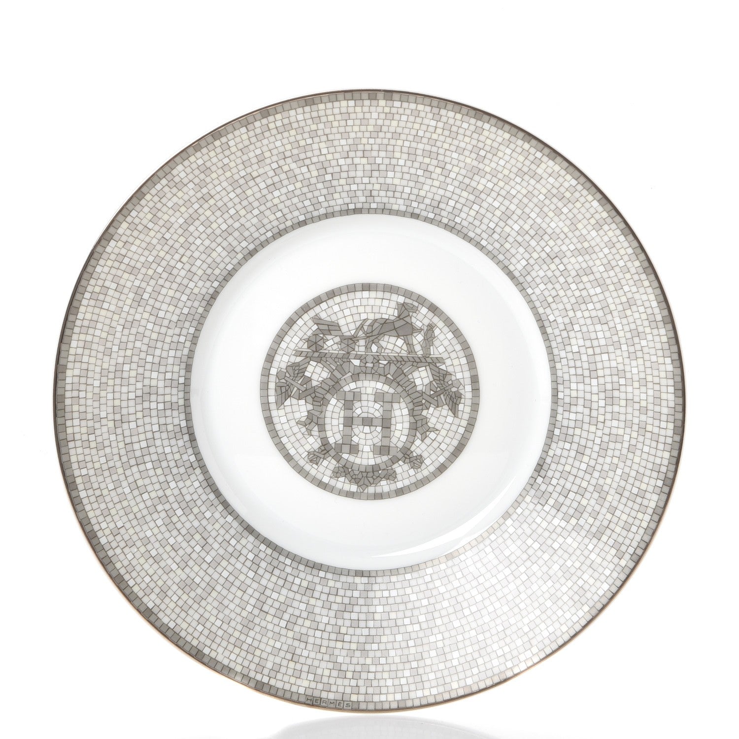 Hermes Porcelain Mosaique Au 24 Breakfast Cup And Saucer Set Of 2 Platine 17 of 27