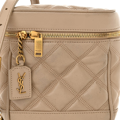 Saint Laurent Grain de Poudre Quilted 80's Vanity Bag Dark Beige 8 of 12