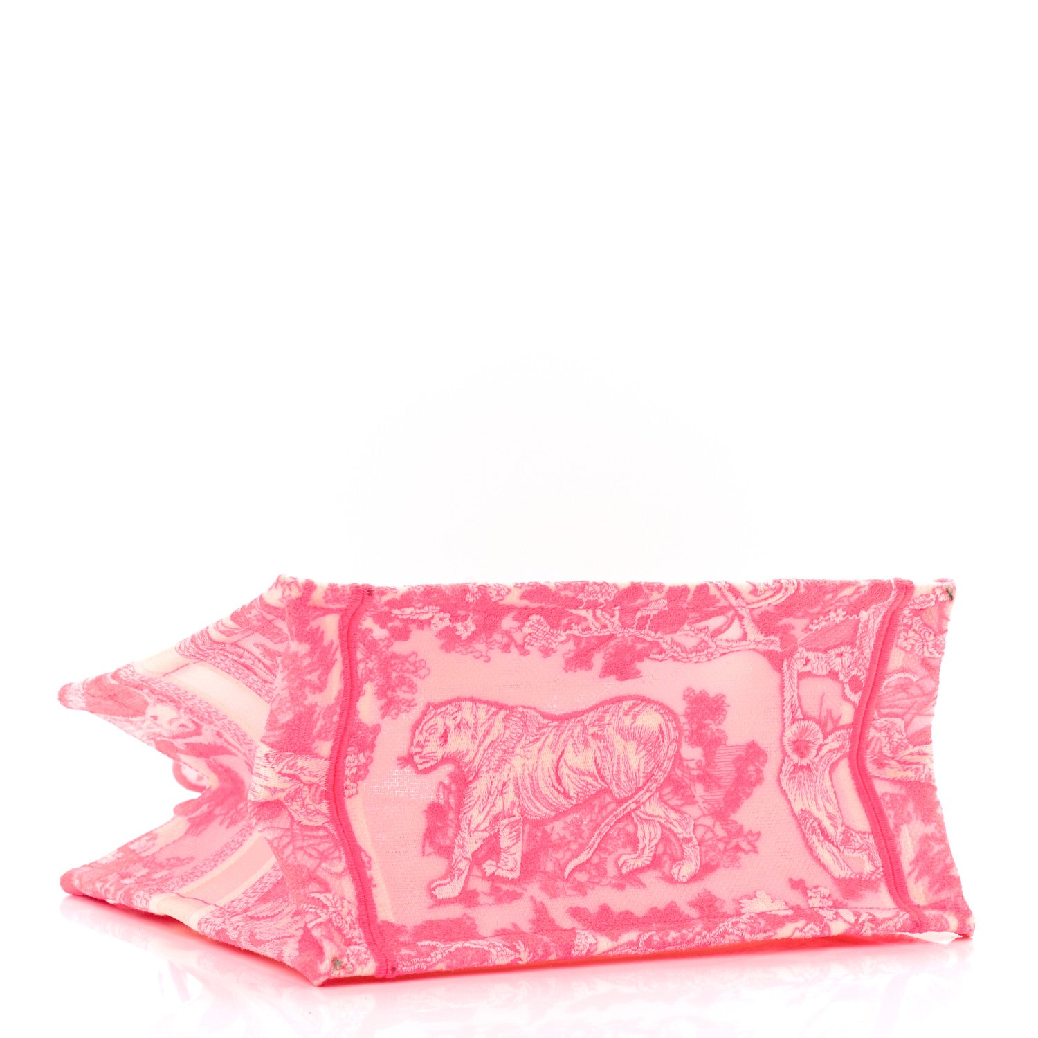 Christian Dior Transparent Canvas Embroidered Small Toile De Jouy Reverse Book Tote Fluorescent Pink 4 of 12