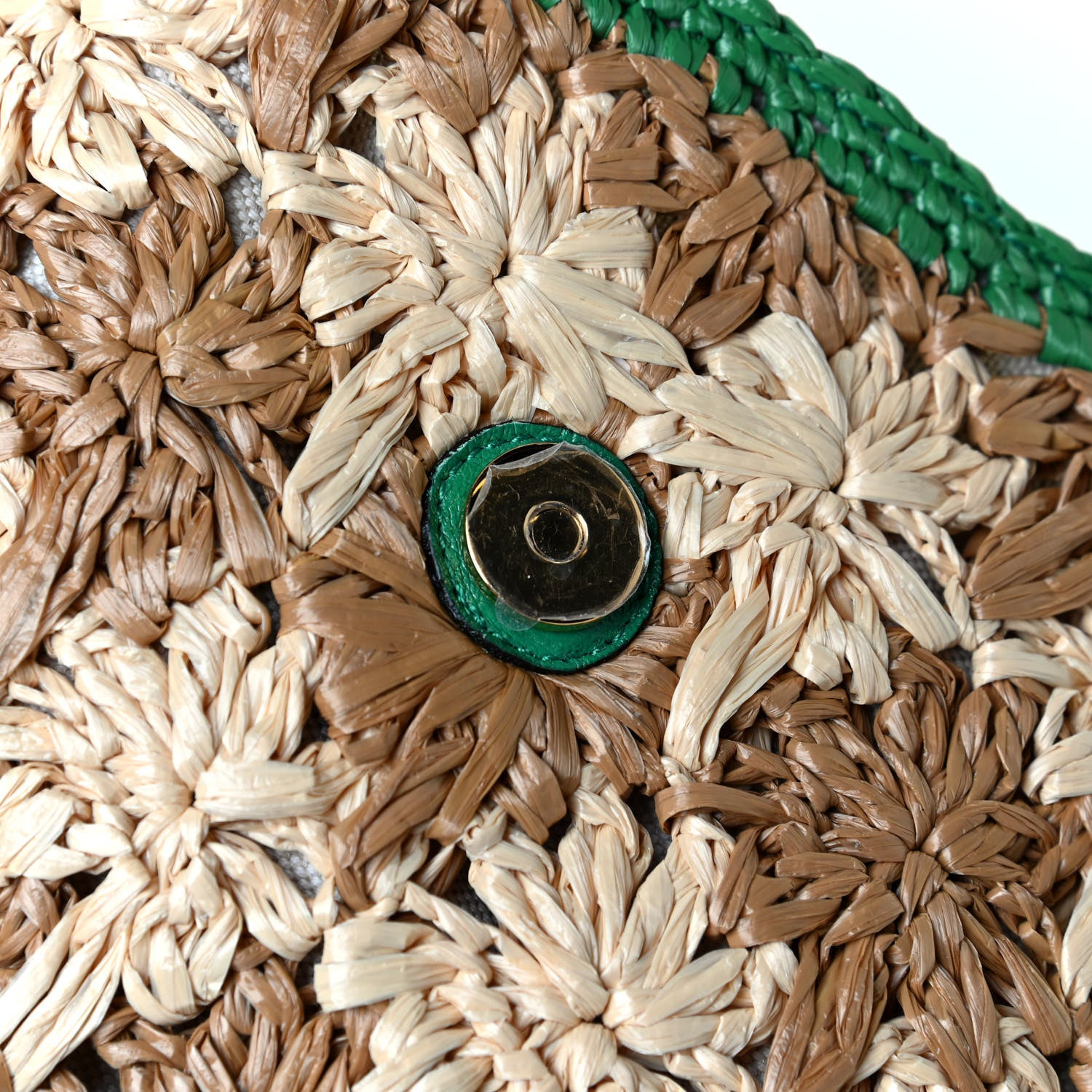 Gucci Raffia Azalea Calfskin Crochet Flower Small GG Marmont Shoulder Bag Natural Ecru Green Red New Shamarock 6 of 6