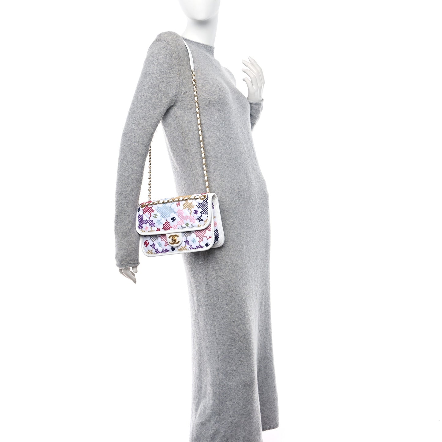 Lambskin Lace Patchwork Flap Bag Multicolor