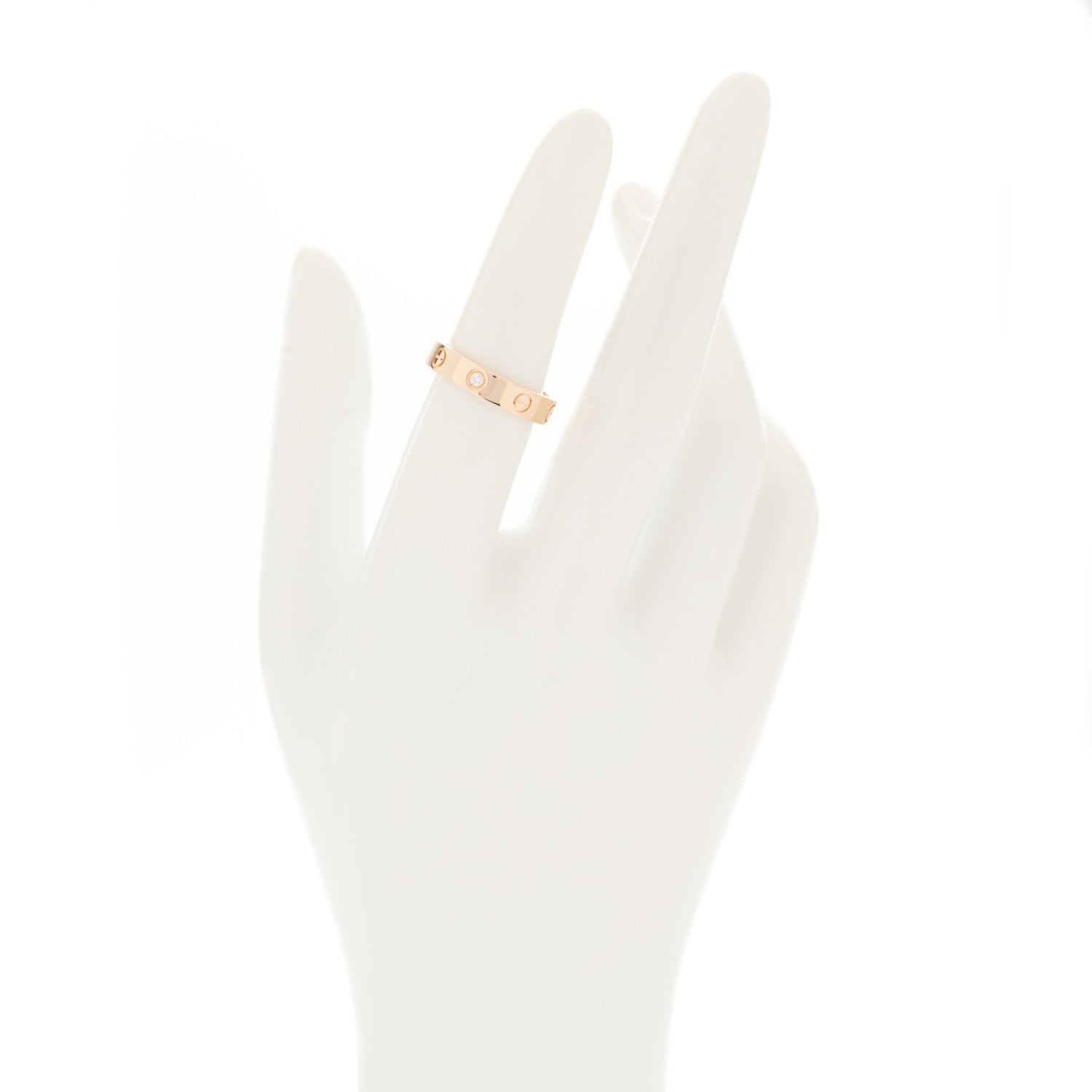 Cartier 18K Pink Gold Diamond 4mm LOVE Wedding Band Ring 51 5.75 2 of 4