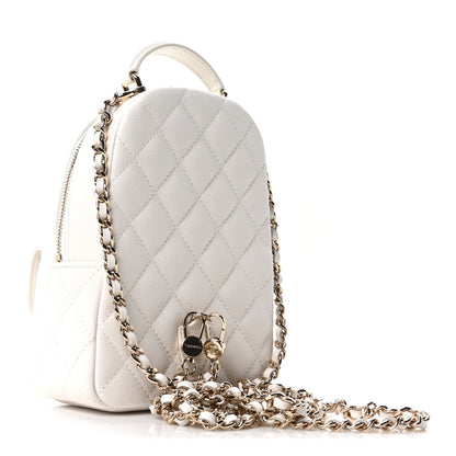 Chanel Caviar Quilted CC Mini Classic Backpack White 3 of 11