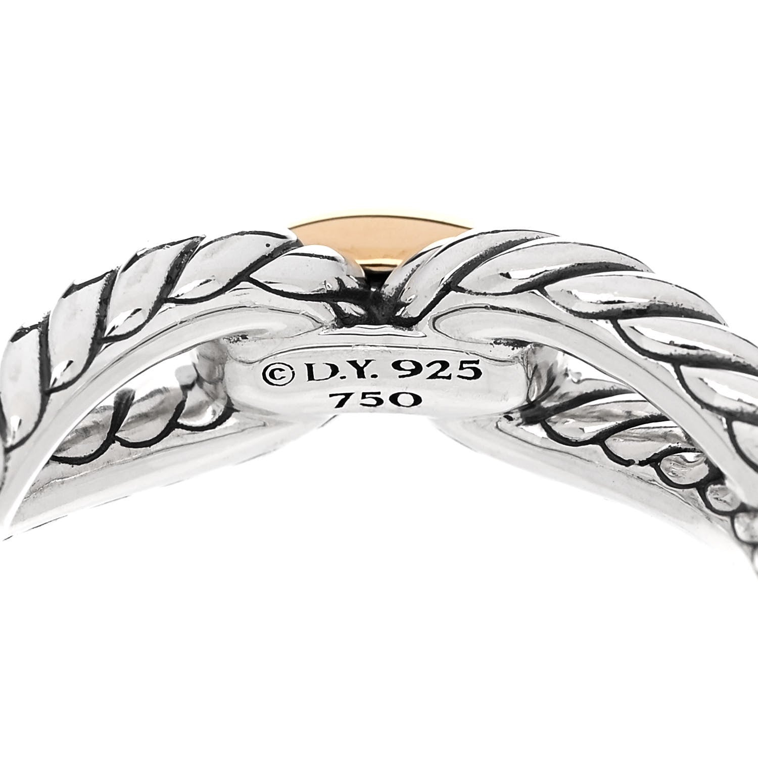 David Yurman Sterling Silver 18K Yellow Gold Cable Loop Ring 54 7 4 of 4