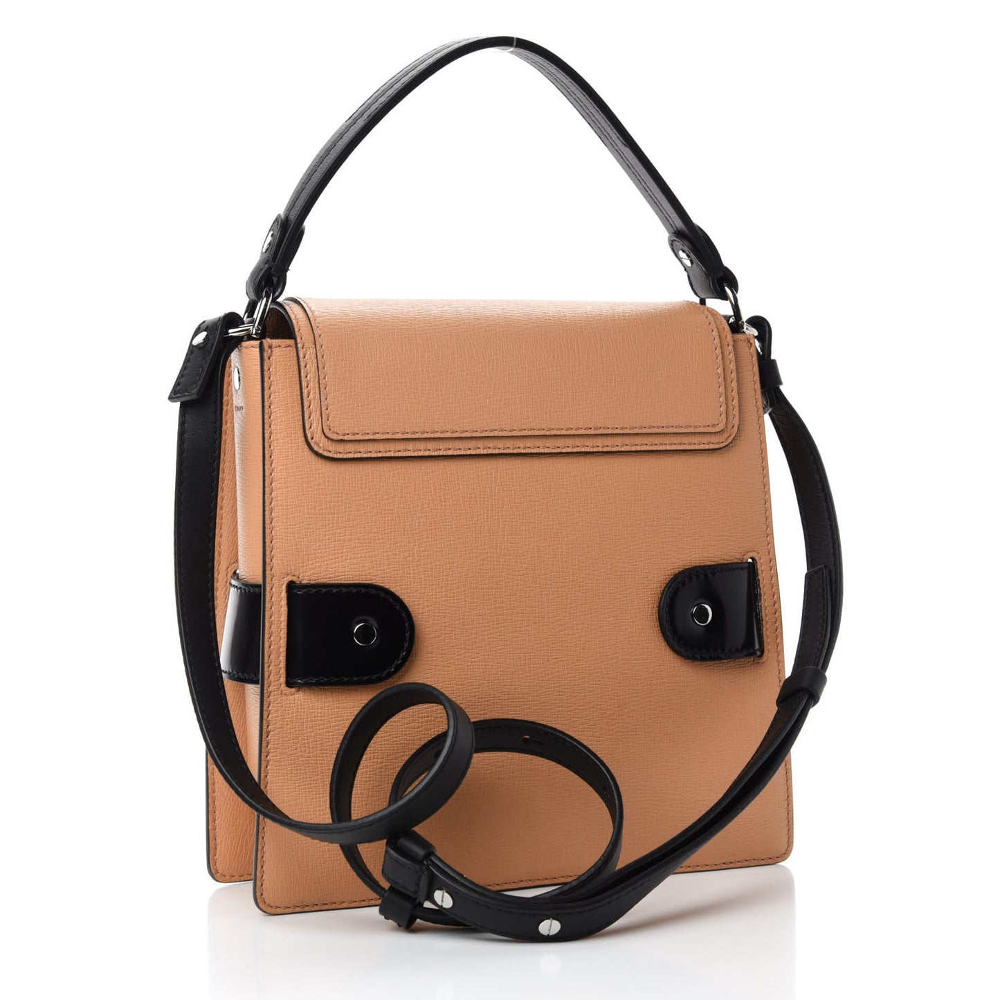 Embossed Grained Calfskin Buckle Trapeze Bag Butter Rum