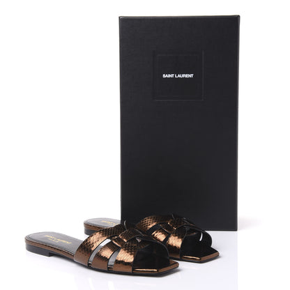 Saint Laurent Metallic Snakeskin Nu Pied 05 Slide Sandals 36 Kanyon Bronze 9 of 9