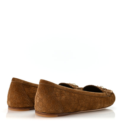 Gucci Suede Micro GG Horsebit Womens Kensington Moccasin Loafers 38.5 Cuoio 5 of 10