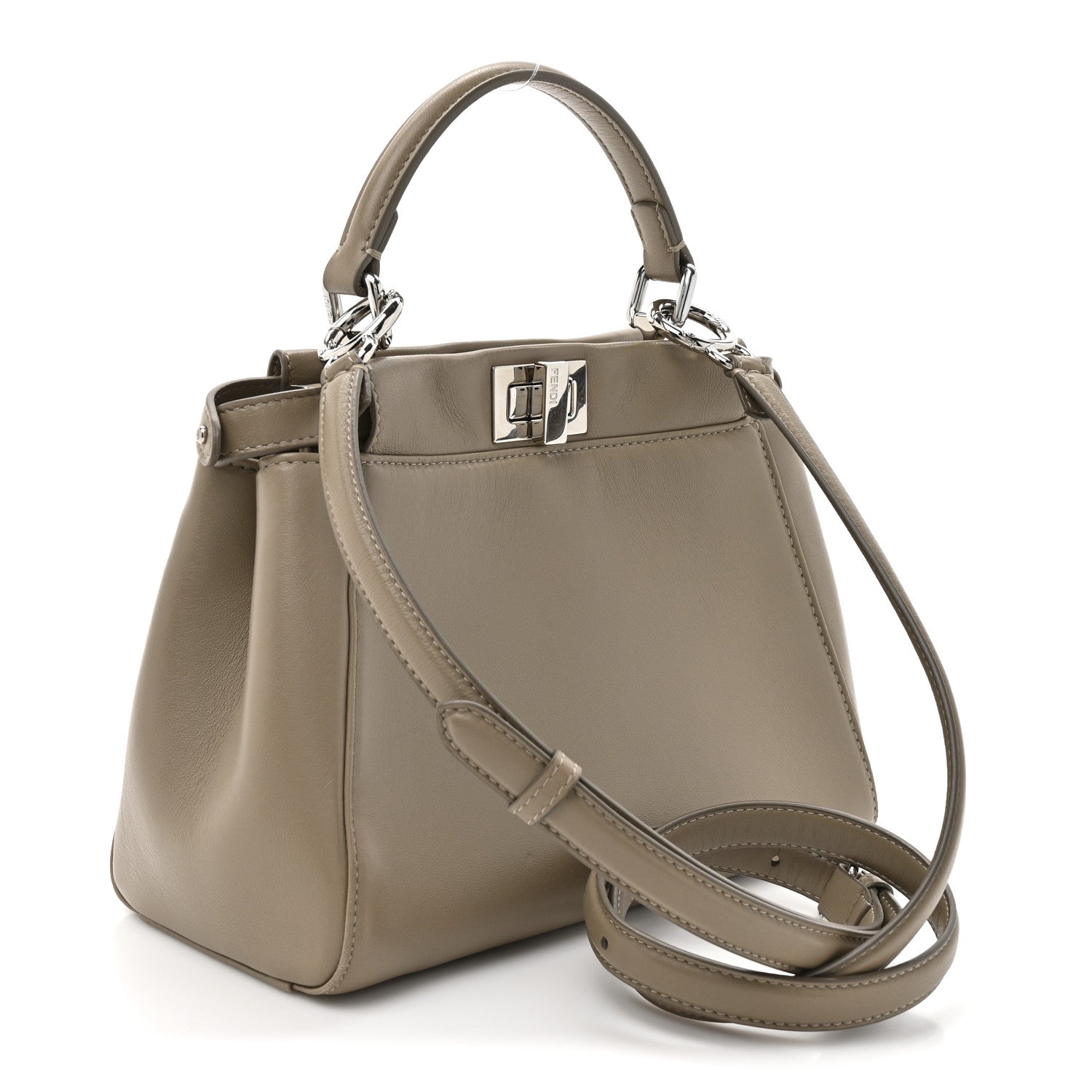 Fendi Nappa Mini Peekaboo Iconic Satchel Tortora 3 of 15