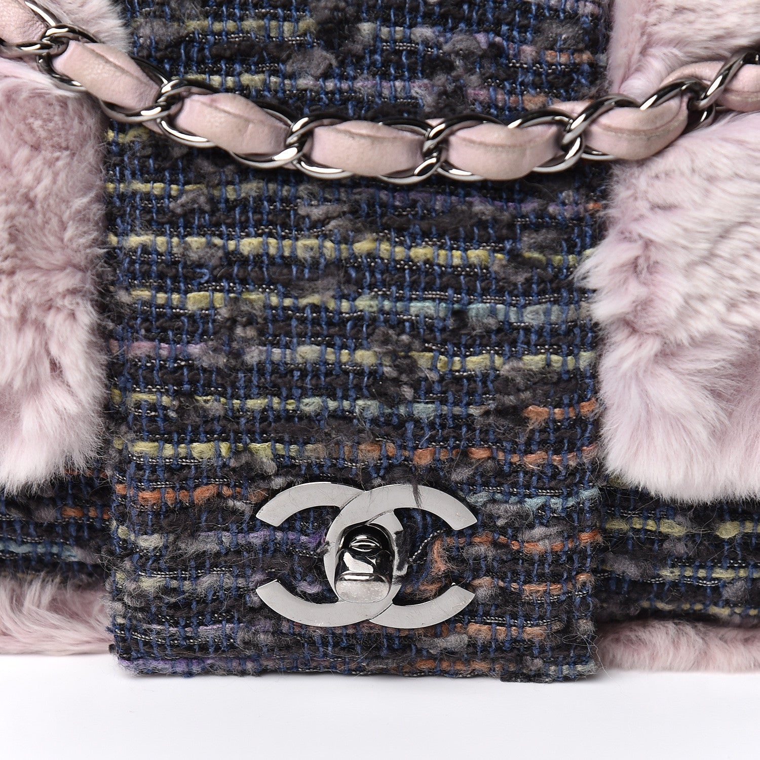 Chanel Rabbit Fur Tweed Lizard Small Fantasy Flap Lilac 10 of 10