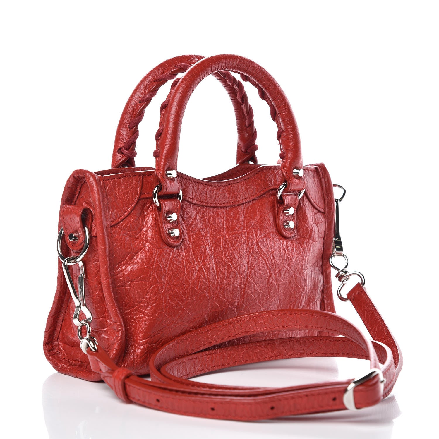 Balenciaga Agneau Classic Silver Hardware Nano City Rouge Groseille 3 of 9