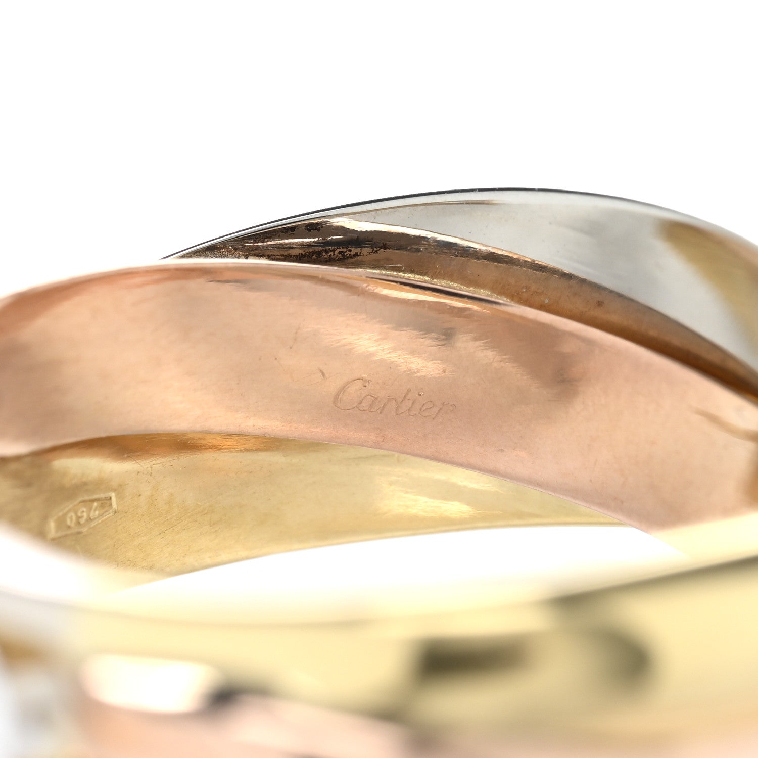 Cartier 18K Pink Yellow White Gold Classic Trinity Hoop Earrings 4 of 4