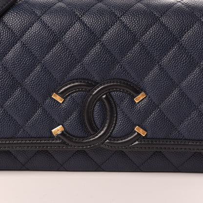 Chanel Caviar Quilted Medium CC Filigree Flap Navy Black 10 of 11
