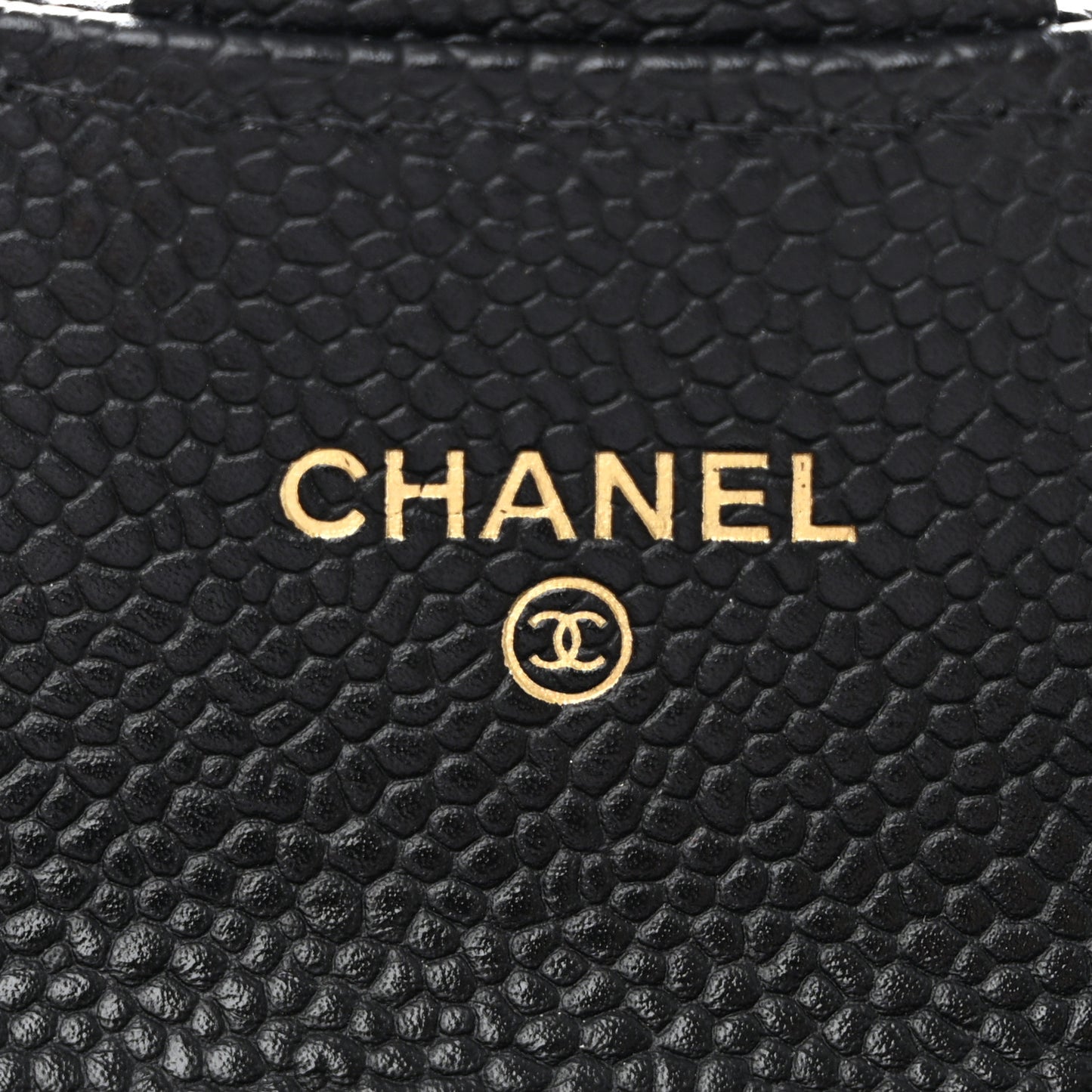 Caviar Quilted Flap Card Holder Wallet Black
